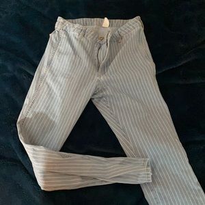 Lined light blue jeans